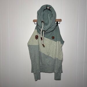 Naketano Green and Cream Cowl Neck Sweater